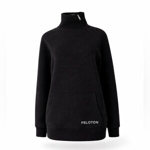Peloton Large Side Zip Turtleneck Ribbed Long Sleeve Pullover Black Sweater